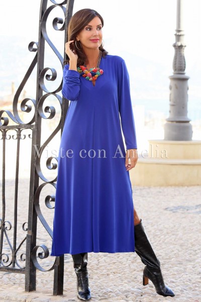 Vestido Lizia Azul Tipo Crep